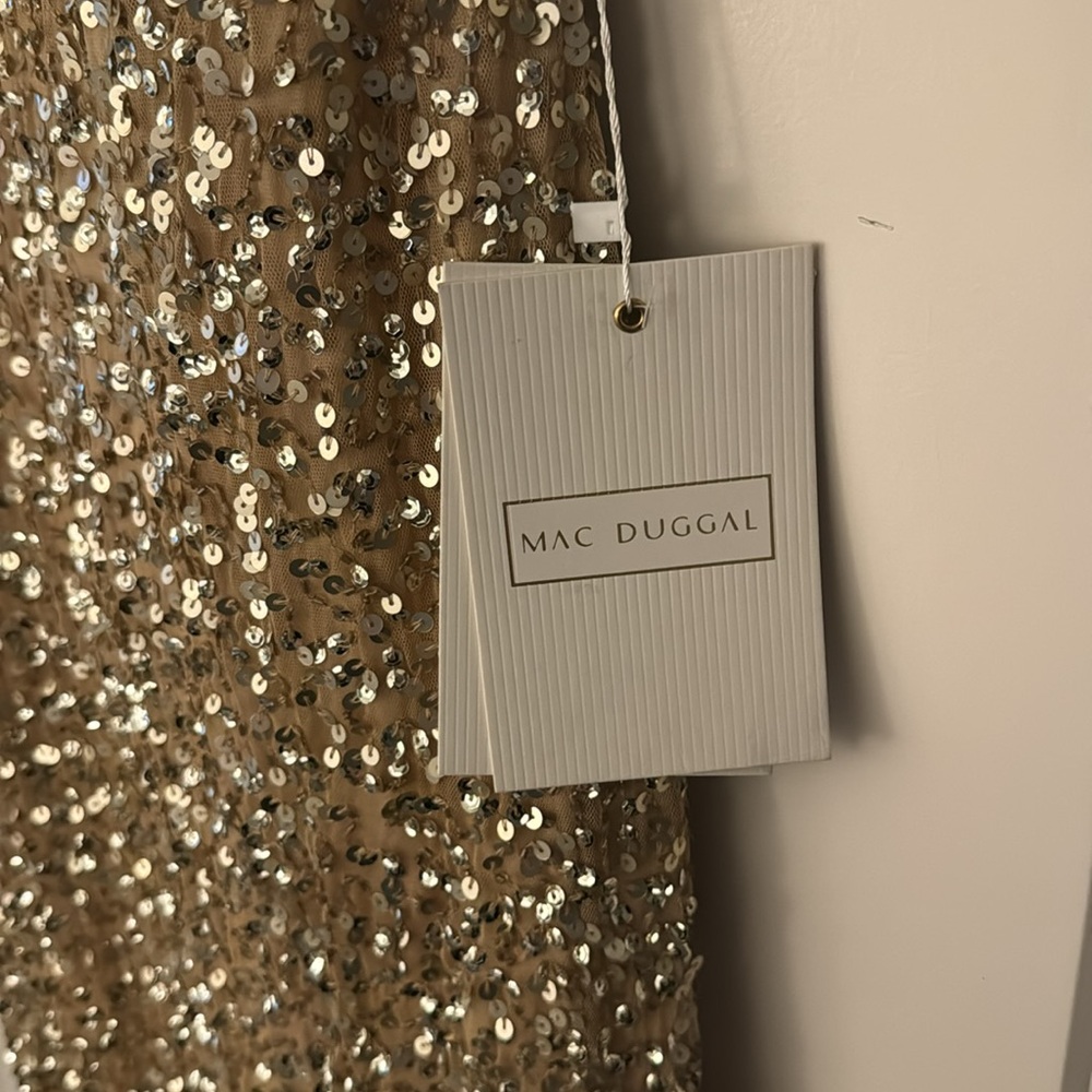 Mac Duggal 93800 Elegant Gold Sequin Gown - Picture 5 of 7